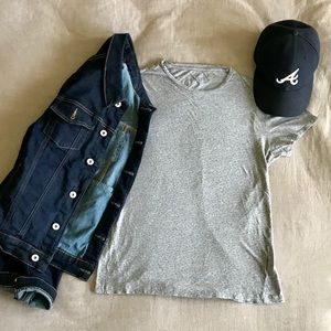 AllSaints Marled Grey Crew T-Shirt - NWOT